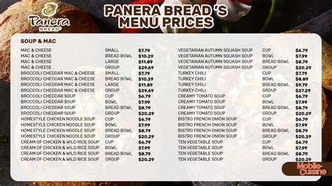 panera bread menu 2024.